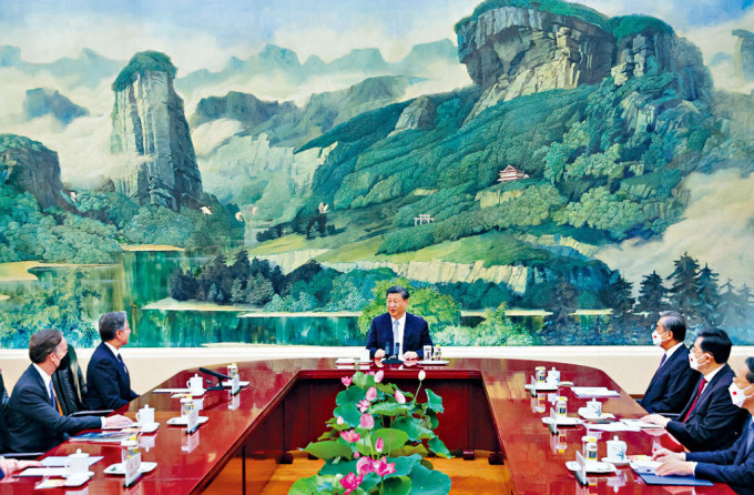 国家主席习近平昨日(19日)在北京人民大会堂会见访华的美国国务卿布林肯。资料图片