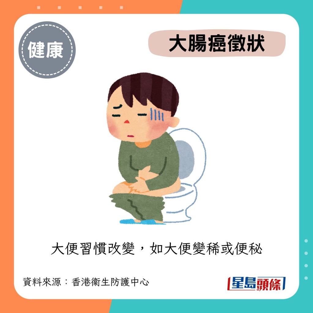 大便习惯改变,如大便变稀或便秘 大便习惯改变,如大便变稀或便秘