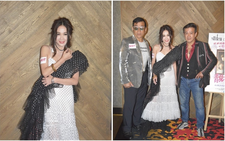 温碧霞与麦德和出道电影《靓妹仔》重现大银幕，麦德罗专诚到场撑弟弟。
