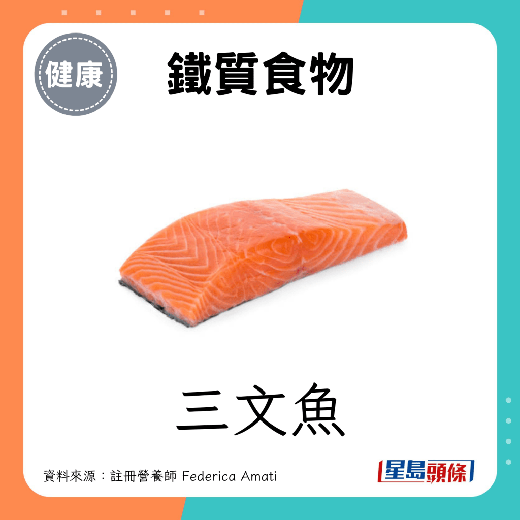 鐵質食物：三文魚。