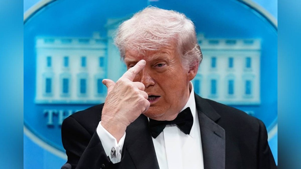 特朗普在白宮記者協會年度晚宴中遭遇槍擊，事後開記者會。美聯社