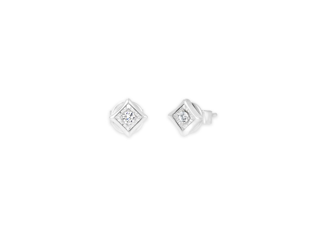 ENCORE系列白色及電黑黃金配黑、白鑽石單耳環/$2,888/單枚，備有兩款佩戴方式。。