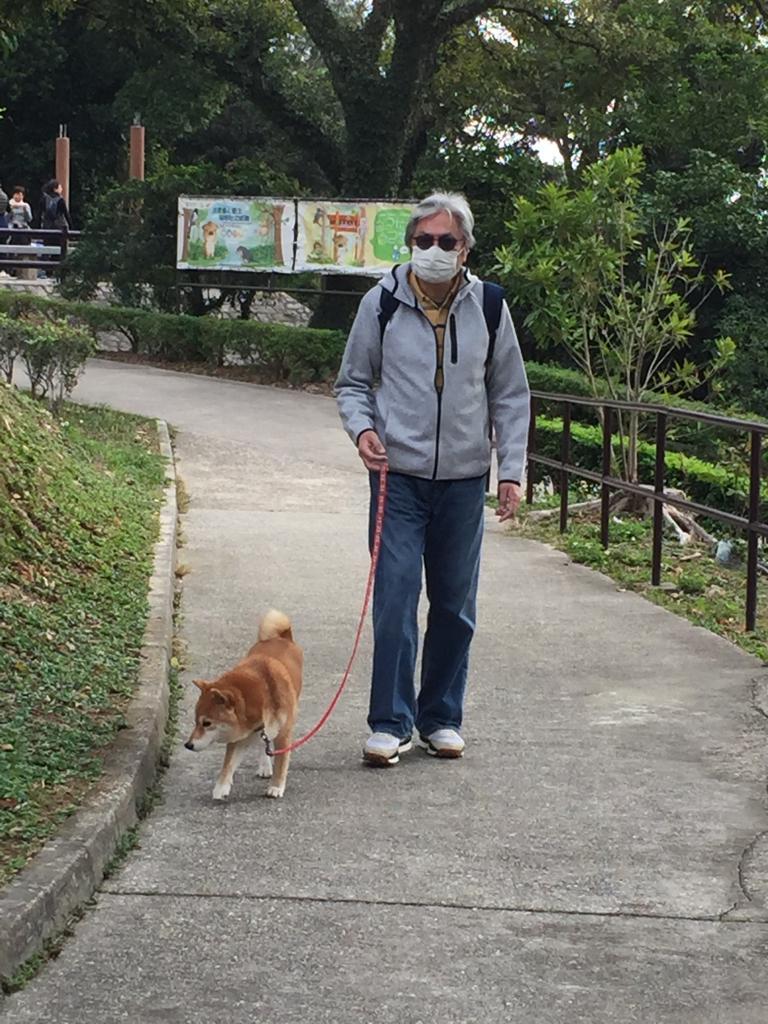 曾俊華與愛犬Oliver外出散步。（曾俊華Facebook圖片）
