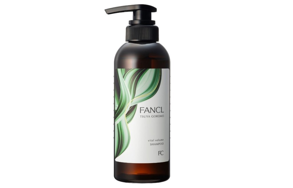 Fancl豐盈精華洗頭水/$298，成分包括籠目昆布精華及珍珠蛋白精華，有助修補受損髮芯。另蓮胚芽精華則有效活化細胞，可令頭髮回復強韌。