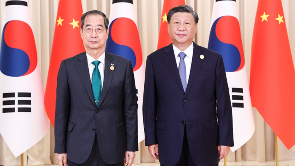习近平与南韩总理会晤，称认真考虑访韩。新华社