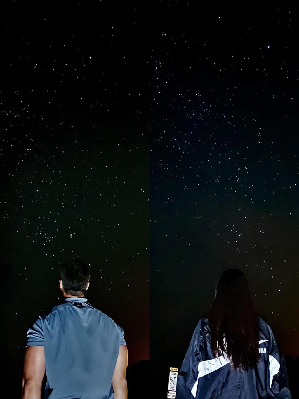 Kiki上載二人仰望星空的照片，另有一張展示毛公仔的照片。