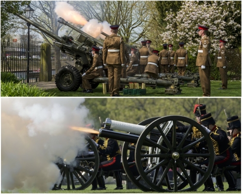 当局按传统鸣放62响礼炮庆祝女皇生辰。 AP /新华社