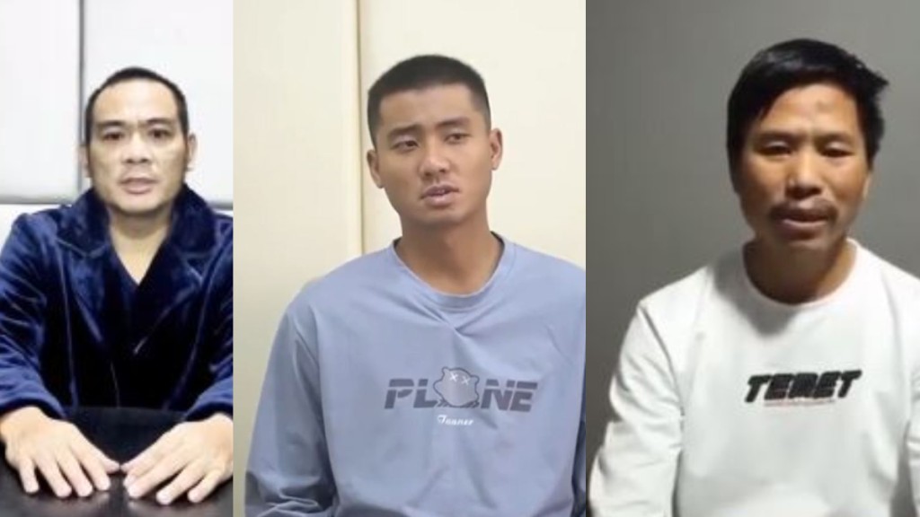 毕会军、魏清涛及刘正琦分别拍片忏悔，呼吁家族停止电骗犯罪。