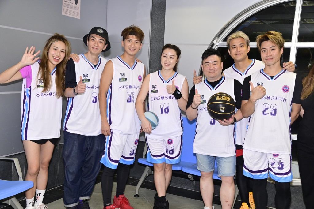 周吉佩、曹敏寶、顏志恆、梁凱榳、梁浩銓、馮志豪等《中年好聲音》參賽者到藍田參與籃球比賽。