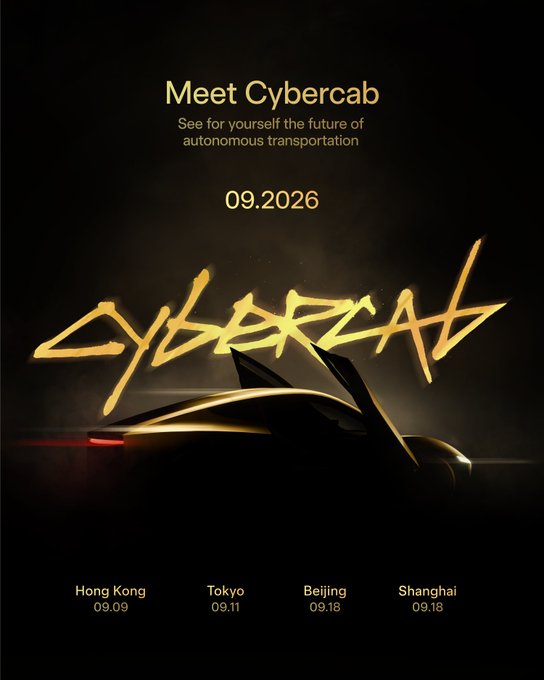 Cybercab本月将在亚洲展出。Tesla Asia