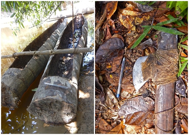 該會深入林中，發現被土著棄置的石斧、用樹皮製成的號角以及獨木舟。網圖