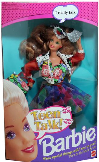 聊天芭比（Teen Talk Barbie）（圖片來源：eBay）