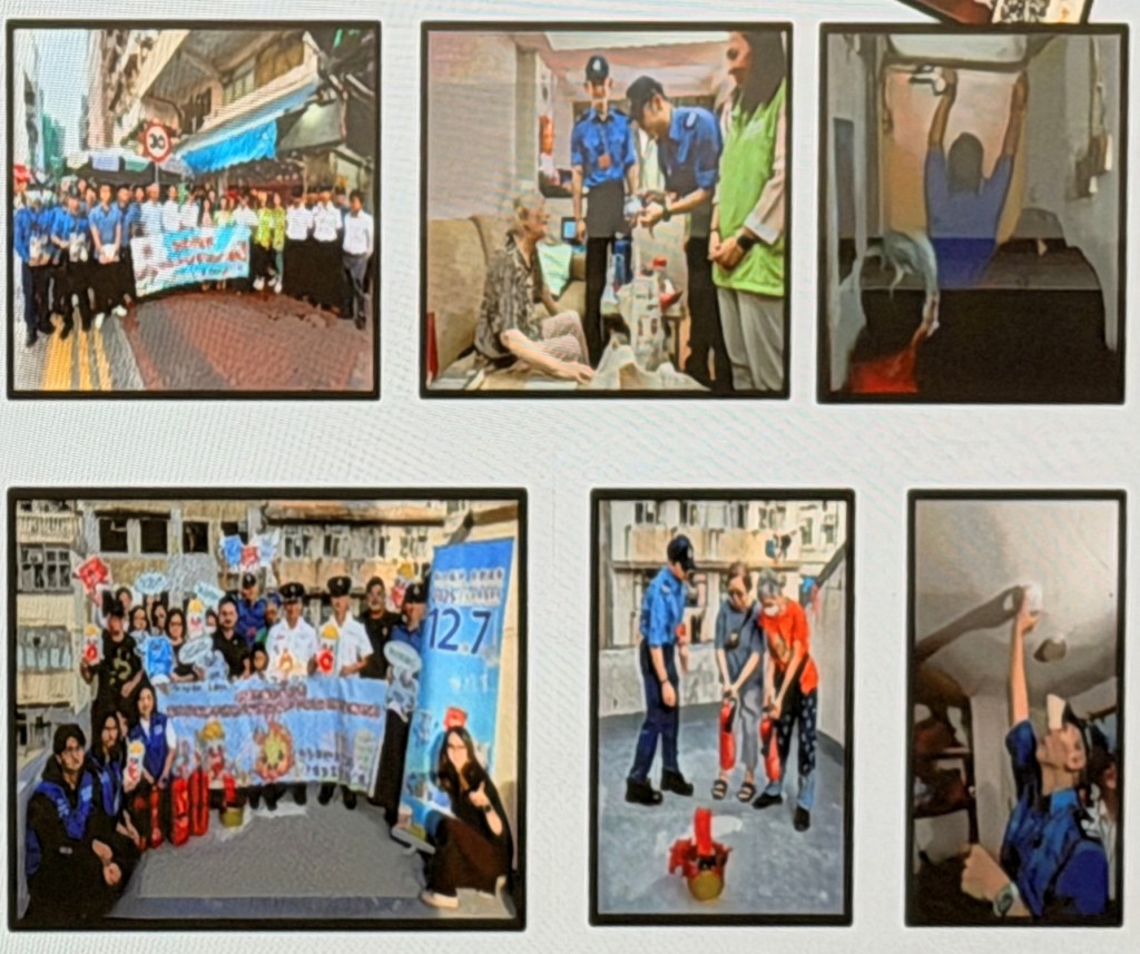 消防處與地區人士組織及關愛隊等協作，加強居民防火意識。消防處圖片