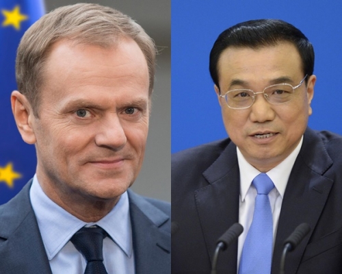 總理李克強與歐洲理事會主席圖斯克（Donald Tusk）主持中歐峰會。