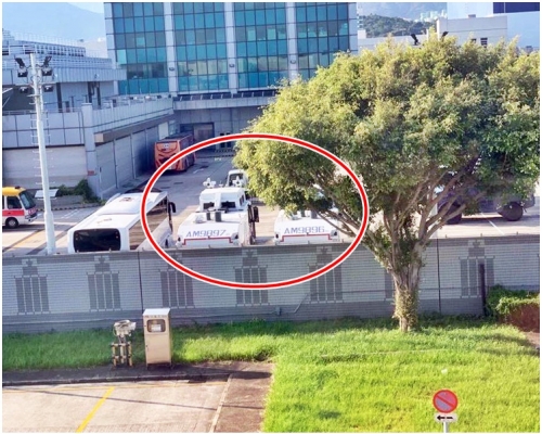 網民發現水炮車蹤影（紅圈示）。fb專頁MansonPhotos圖片