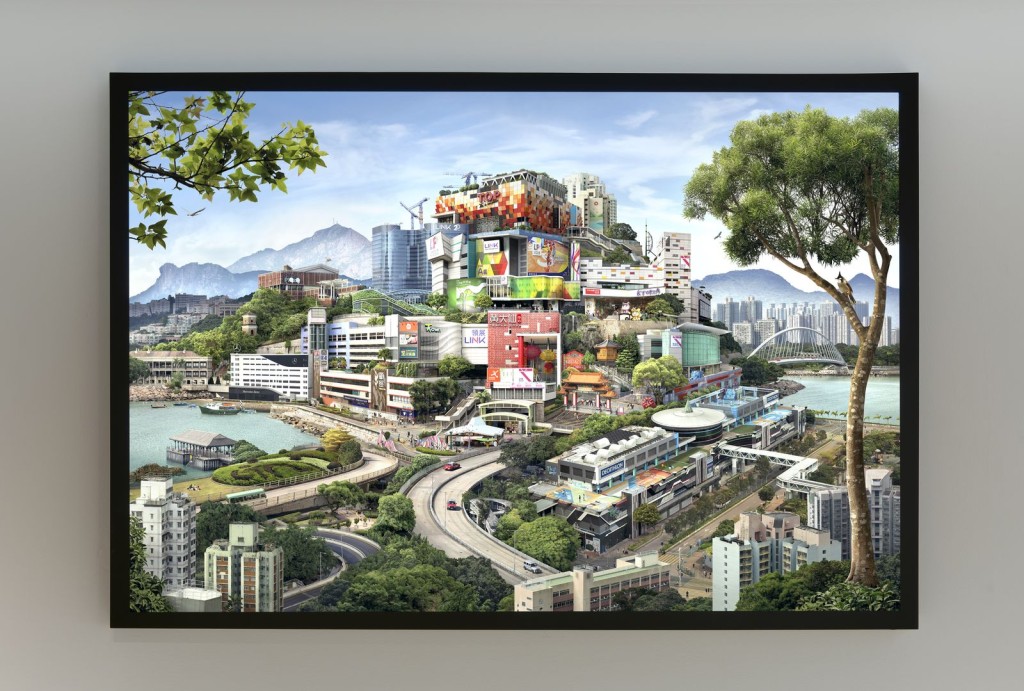 Emily Allchurch 創作《Link: 20 Years Together》作品包含了 12 個領展標誌性物業及該區地標，道路與橋樑將城市與自然緊密相連，展現生機盎然、繁榮昌盛的「山城」。
