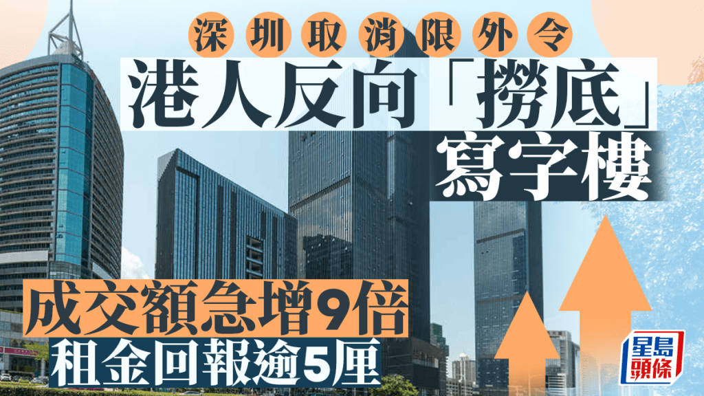 深圳取消限外令 港人反向「撈底」寫字樓 成交額急增9倍 租金回報逾5厘