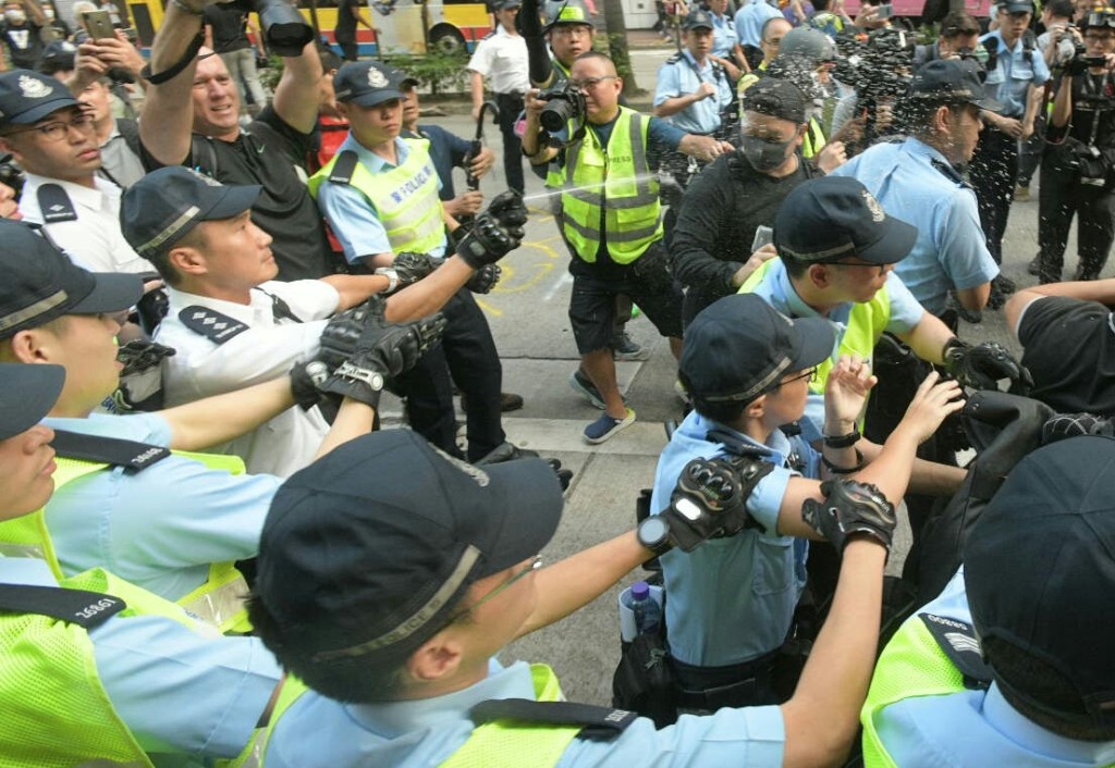 警方當日在灣仔金鐘拘捕多人。資料圖片