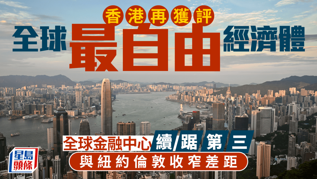 香港再獲評全球最自由經濟體 續踞全球金融中心第三 與紐約倫敦收窄差距