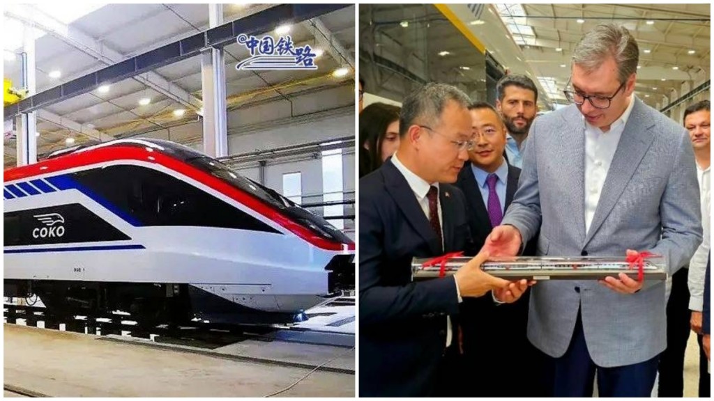 中國高速列車亮相塞爾維亞，總統武契奇參觀。