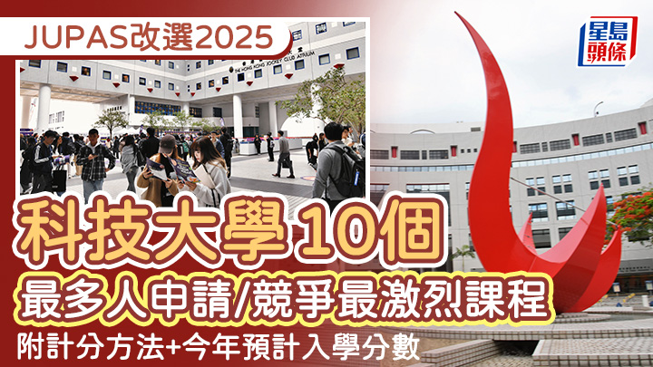JUPAS改選2025︱科技大學10個最多人申請/競爭最激烈課程 附今年預計收分+計分方法