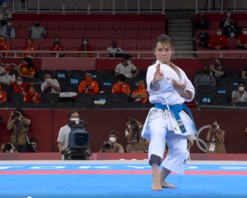 劉慕裳在奧運女子個人形取得銅牌。電視截圖