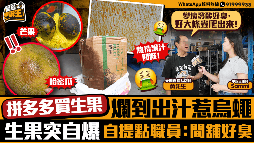 星島申訴王｜拼多多買生果爛到出汁惹烏蠅 自提點職員：好大條蟲爬出來！  來源網址 : 星島申訴王拼多多買生果爛到出汁惹烏蠅-自提點職員好大條蟲爬出來 