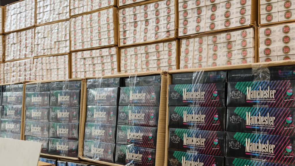 海關檢獲2070萬元私煙，應課稅值為1500萬元。