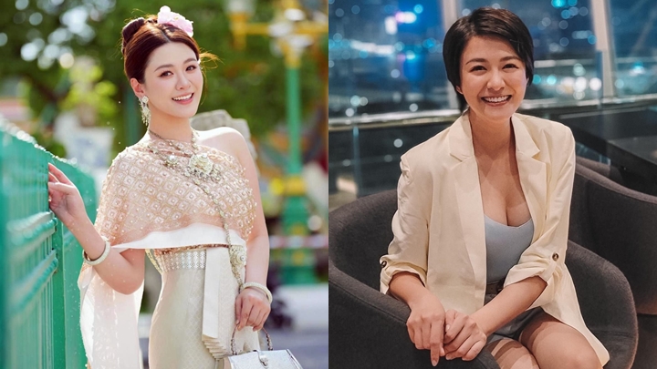 江嘉敏泰國拍寫真 金粉色單肩晒S形曲線 曾被譏肥腫今獲網民大讚顏值回春「水晶晶」。