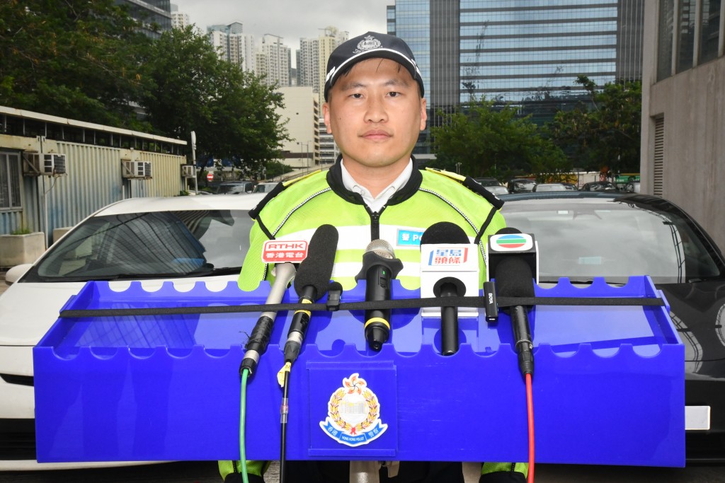 西九龍總區交通部執行及管制組高級督察譚健燊。 西九龍總區交通部執行及管制組高級督察譚健燊。