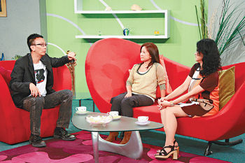 ■阿旦與林珊珊接受黎燕珊訪問時,談到如何構思組成「三個小神仙」。