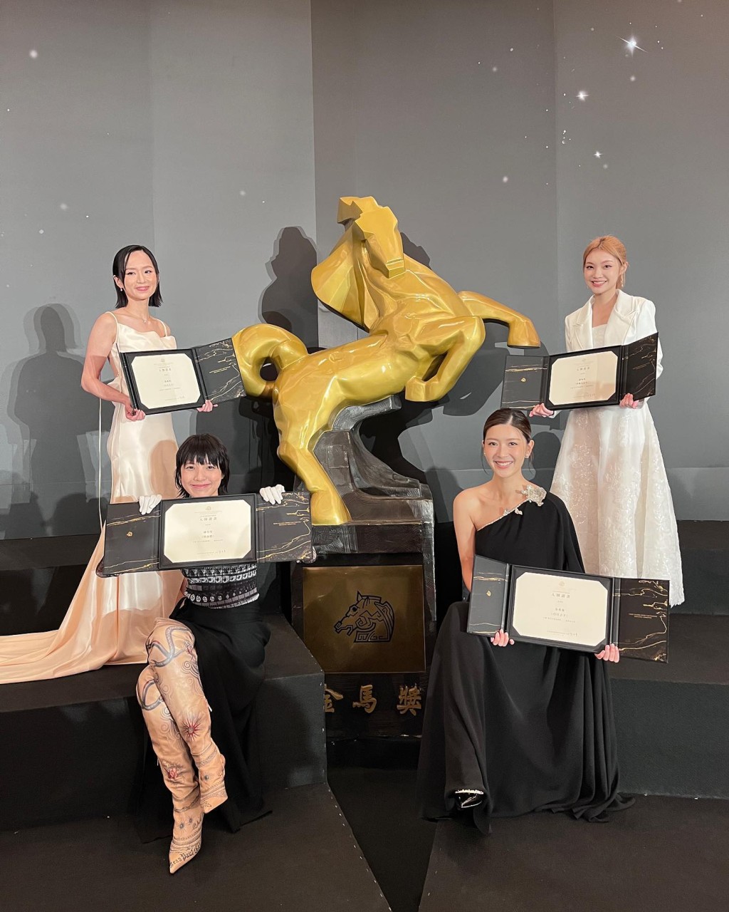 梁雍婷（左起）、锺雪莹、余香凝及谢咏欣四位香港女演员获金马奖提名。