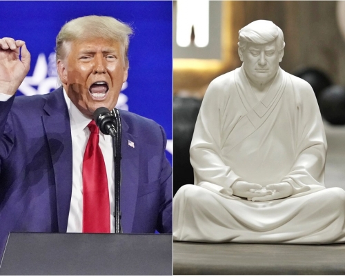 淘寶驚現特朗普的雕塑。左AP圖片、右網圖