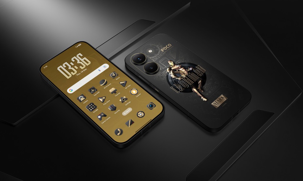 X8 Pro Iron Man限定版机背用上黑金战甲造型设计。