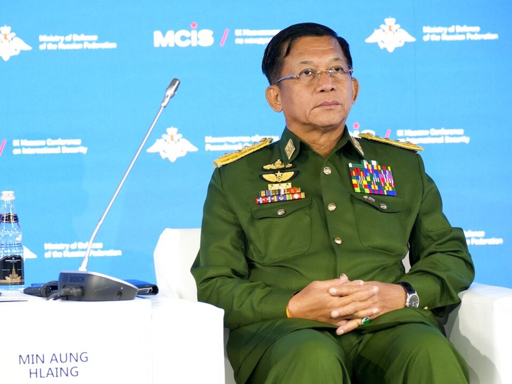 今天是緬甸軍政府領袖敏昂萊65歲生日。AP資料圖片