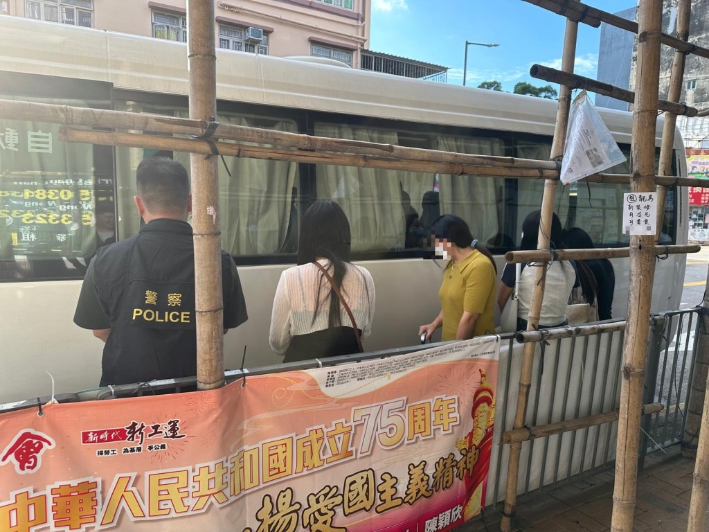 警聯同入境處大埔及北區掃黃，拘捕18名內地女子。警方提供