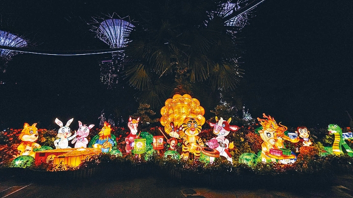 在新加坡濱海灣花園展示的一眾中秋燈飾，造型滿有童趣。