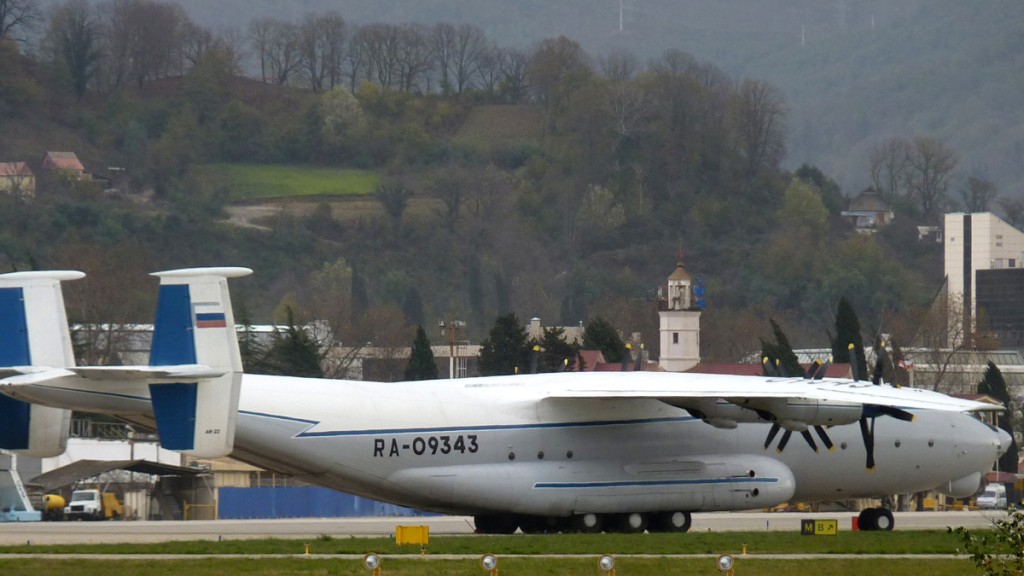 俄罗斯国防部一架安-22运输机坠毁。法新社资图