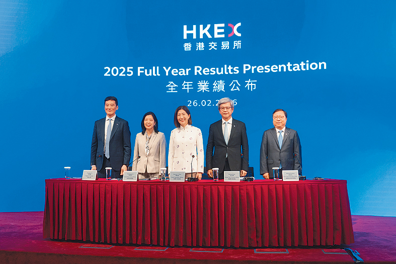 陳翊庭（中）表示，《預算案》提出的不少措施與港交所有關。