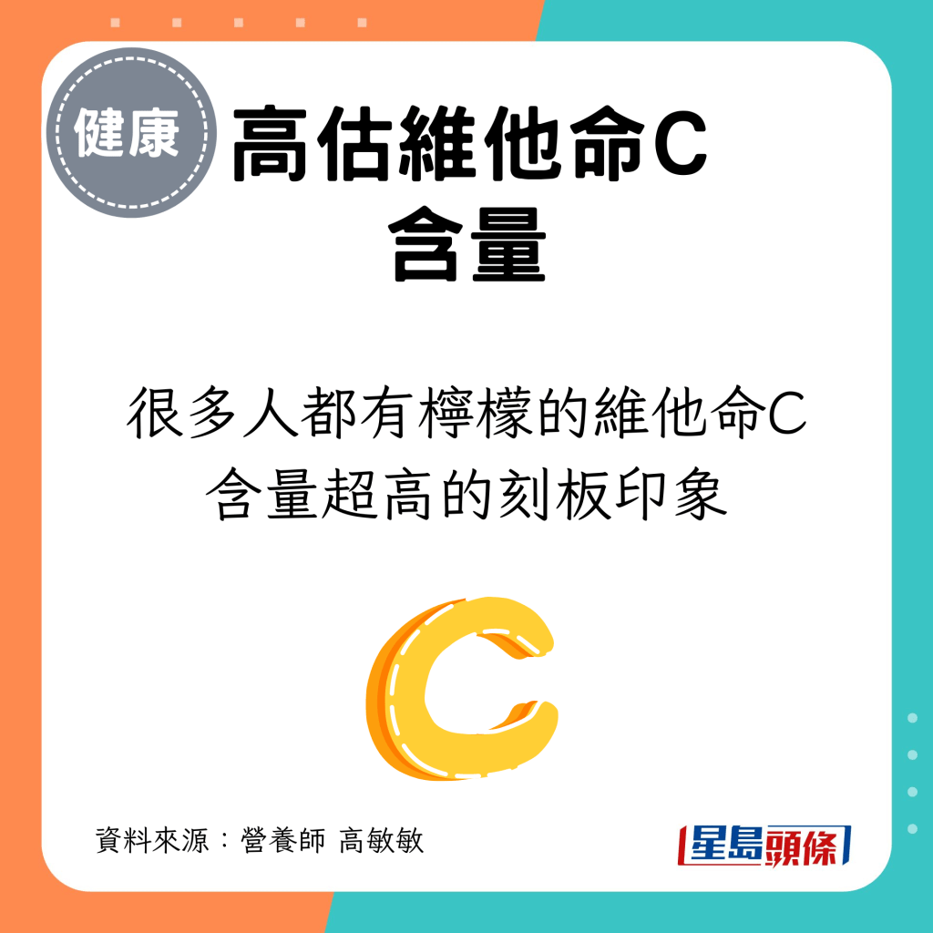 很多人都有柠檬的维他命C含量超高的刻板印象