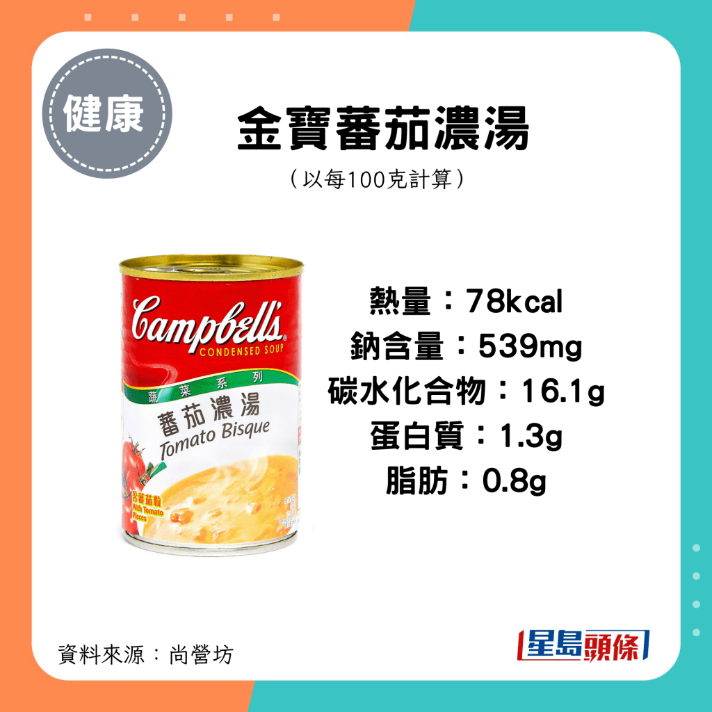 金寶蕃茄濃湯  熱量：78kcal