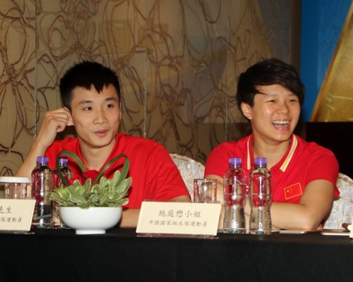 施廷懋和曹緣明天將示範3米板跳水。王嘉豪攝