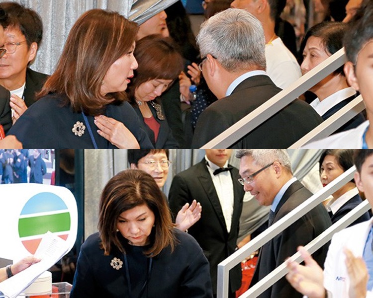 兩人的上司杜之克，似是充當「和事佬」從中調停，但樂易玲最後就一臉無癮地行開。（《東周刊》圖片）