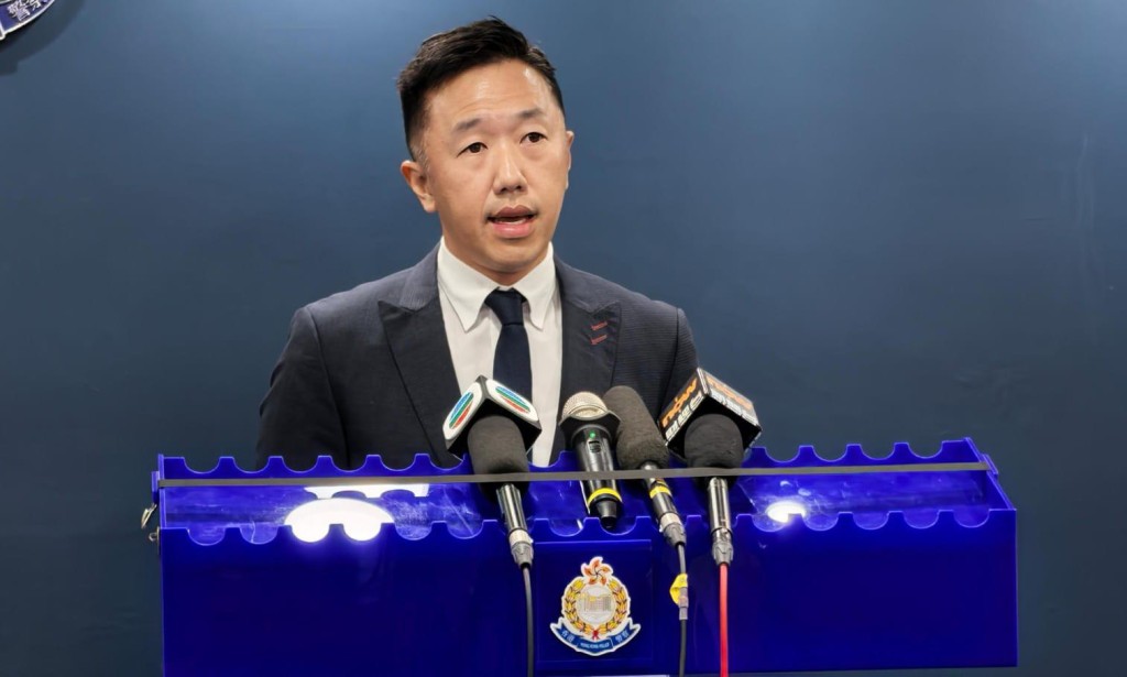 元朗警區重案組第三隊案件主管偵緝督察林浩賢交代案情。 元朗警區重案組第三隊案件主管偵緝督察林浩賢交代案情。