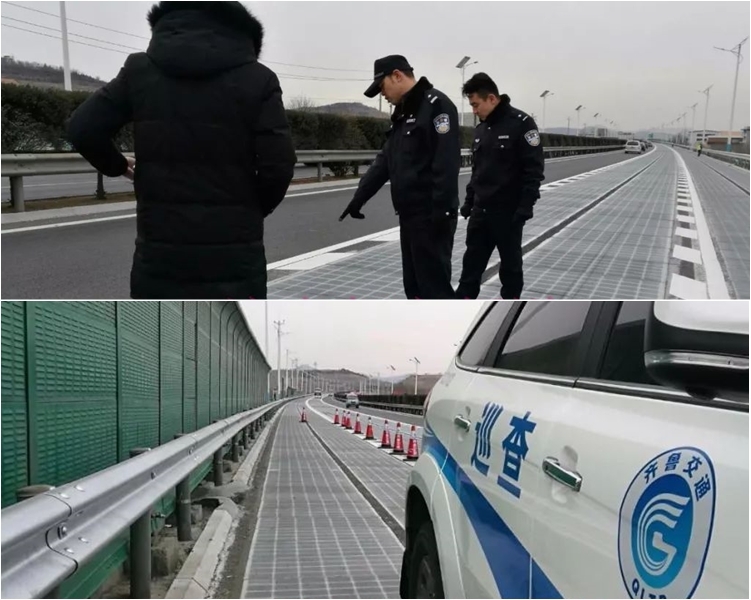 山東濟南太陽能公路遭破壞 。網上圖片