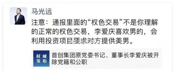 李愛慶被傳以投資項目換取美男。網圖 李愛慶被傳以投資項目換取美男。網圖