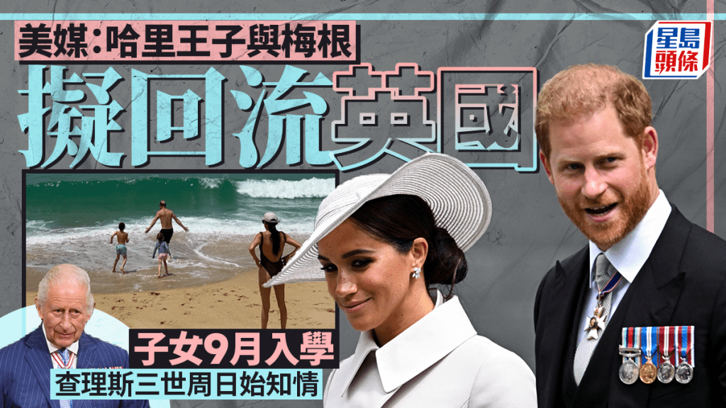 美媒：哈里王子與梅根「回流」英國 子女9月入學 查理斯三世周日始知情