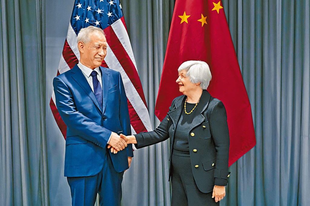 副总理刘鹤十八日在瑞士同美财长耶伦会面。