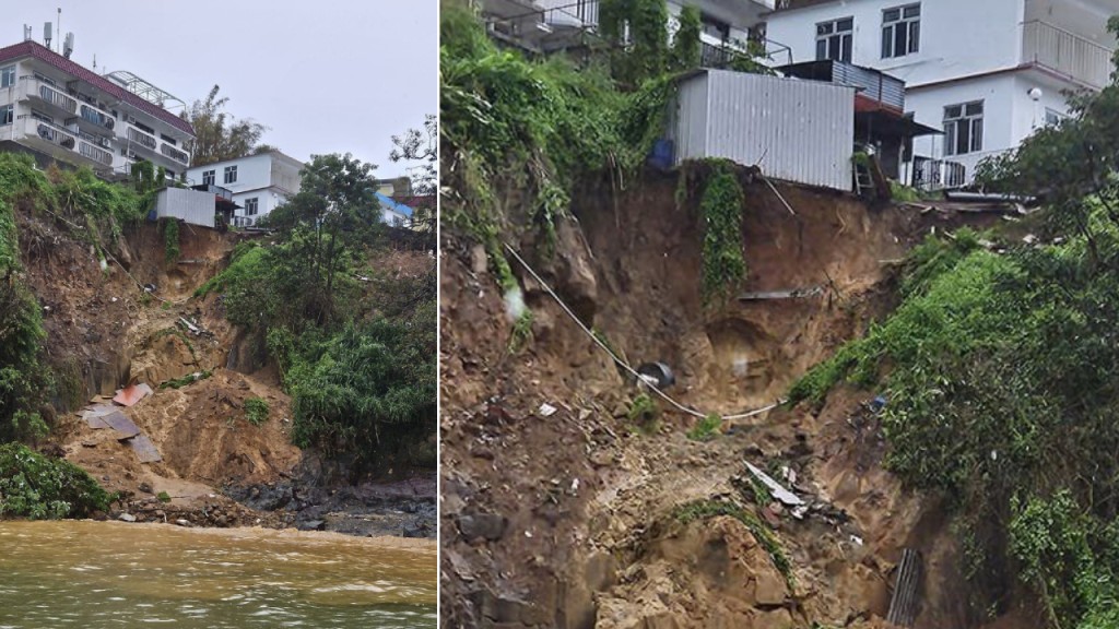 南丫島山泥傾瀉 鐵皮屋險墮崖 部份道路封閉
