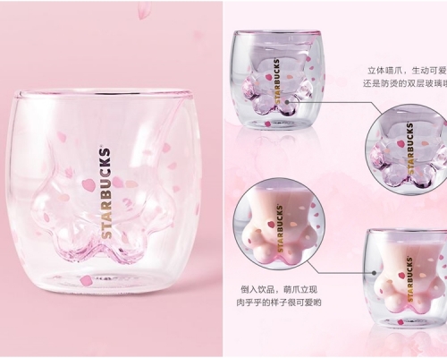 「樱花猫爪杯」因其可爱造型引起疯抢热潮。网图